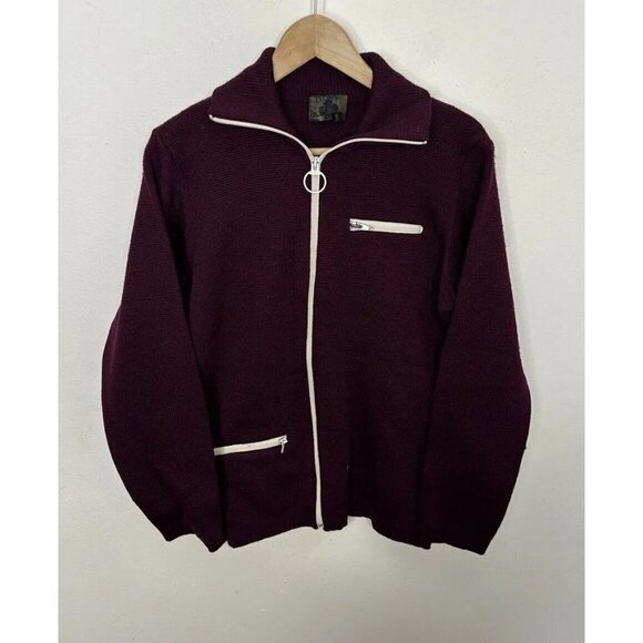 Vintage Clover Knitting Mills Woman M/L Curling Wool Cardigan Preppy Varsity 60s - Picture 1 of 6